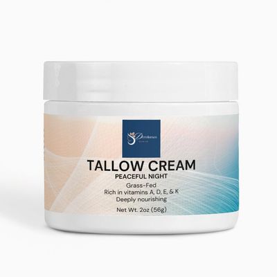 Dermlumen Tallow Cream Peaceful Night Ultra-Nourishing Night Moisturizer with Lavender & Chamomile Calms, Hydrates & Softens Dry Skin Natural Sleep Balm 2oz
