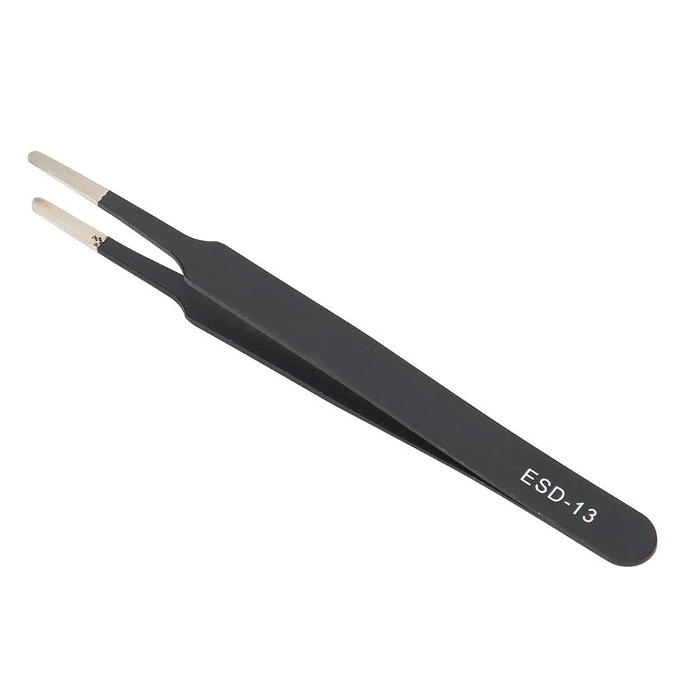 2PCS ESD-13 Anti Static Precision Stainless Steel Tweezers Set with Fine Tip for Electronics Repair Work, Straight Flat Tip Tweezers for DIY Enthusiasts (KGX-13 (Flat Head))