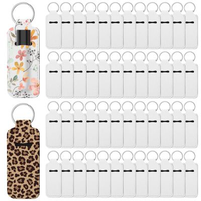50 Pcs Sublimation Lipstick Holder Blanks Bulk Blank Neoprene Lipstick Holder Keychain Travel For Women DIY Key Ring