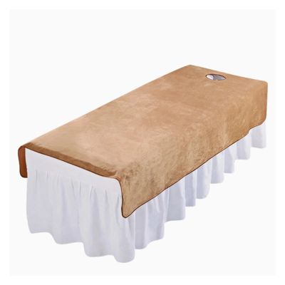 88JUNYh Professional Lash Bed Cover Velvet Beauty Salon SPA Bed Sheets Massage Warm Bed Table Cover Soft Salon Sheets with/no Hole(Brown,120x200cm with Hole)