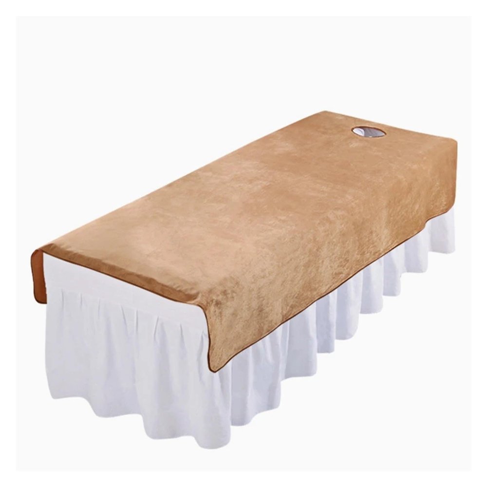 88JUNYh Professional Lash Bed Cover Velvet Beauty Salon SPA Bed Sheets Massage Warm Bed Table Cover Soft Salon Sheets with/no Hole(Brown,120x200cm with Hole)