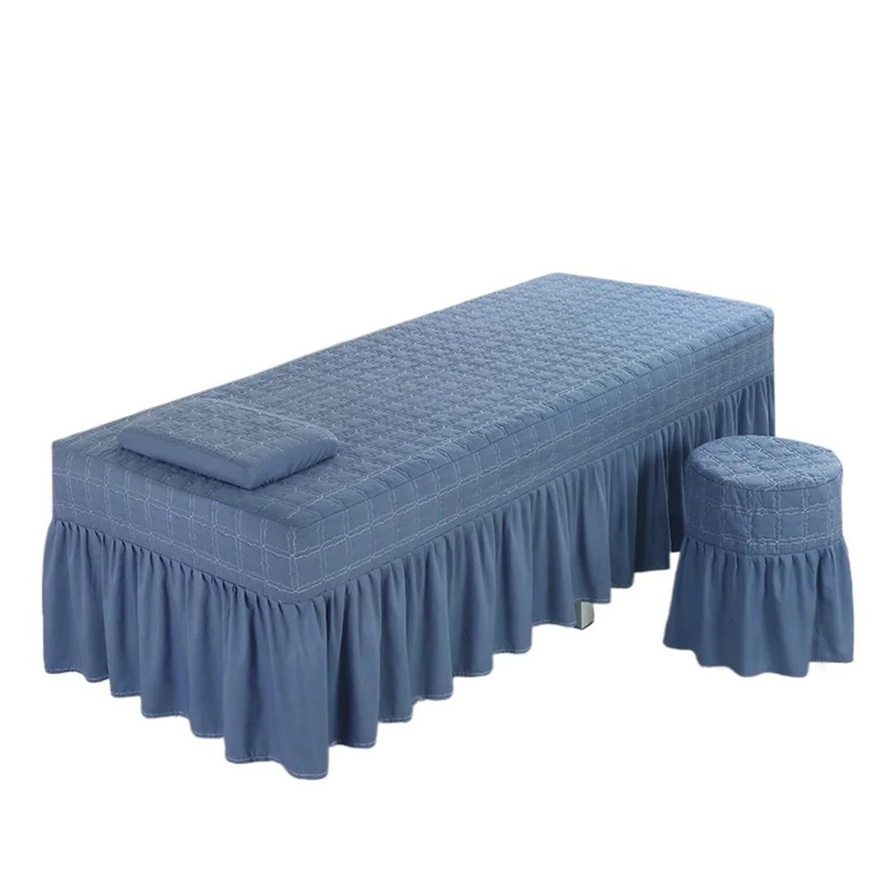 88JUNYh Professional Lash Bed Cover Beauty Massage Bed Sheet Elastic Spa Bed Table Cover Salon Couch Sheet Bedding Massage Table Sheet Beauty Bed Cover with Hole(Blue,60x185cm)