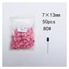 LZYXFP 50PCS Green Nail Sanding Caps Bands with Rubber Drill Polishing Nail Art Rotating Remove Burrs Manicure Pedicure Accessory Tool(Pink 7x13mm 80) view 2