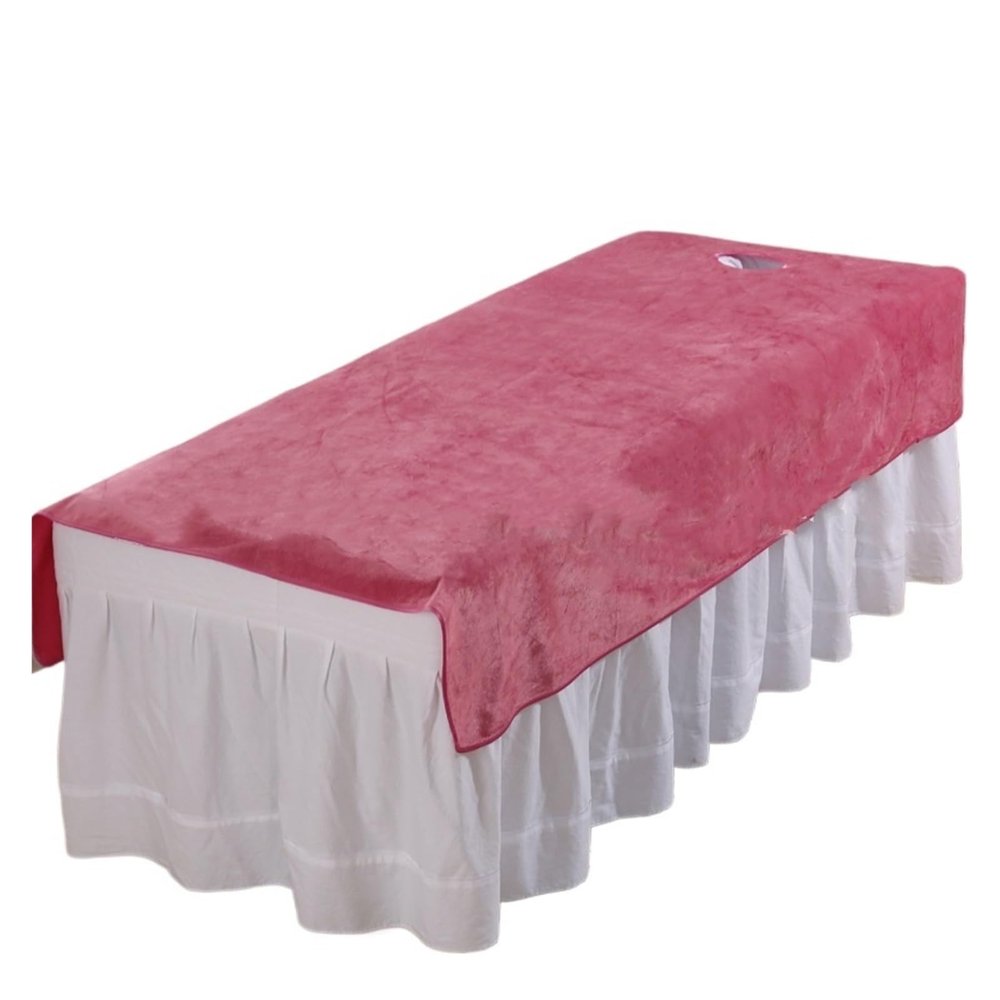 88JUNYh Professional Lash Bed Cover Velvet Beauty Salon SPA Bed Sheets Massage Warm Bed Table Cover Soft Salon Sheets with/no Hole(Color1,80x200cm with Hole)