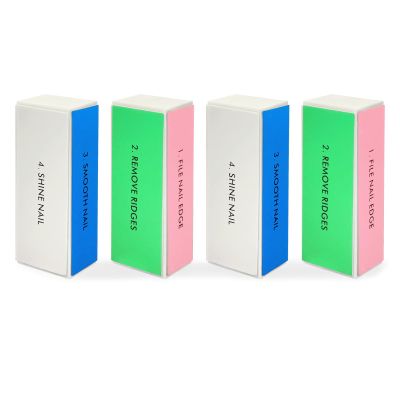 4-Piece Large Square Sponge Nail Buffer Block, 4 Way Nail File and Buffer for Smoothing and Polishing, Ideal for Nail Salons and Personal Use