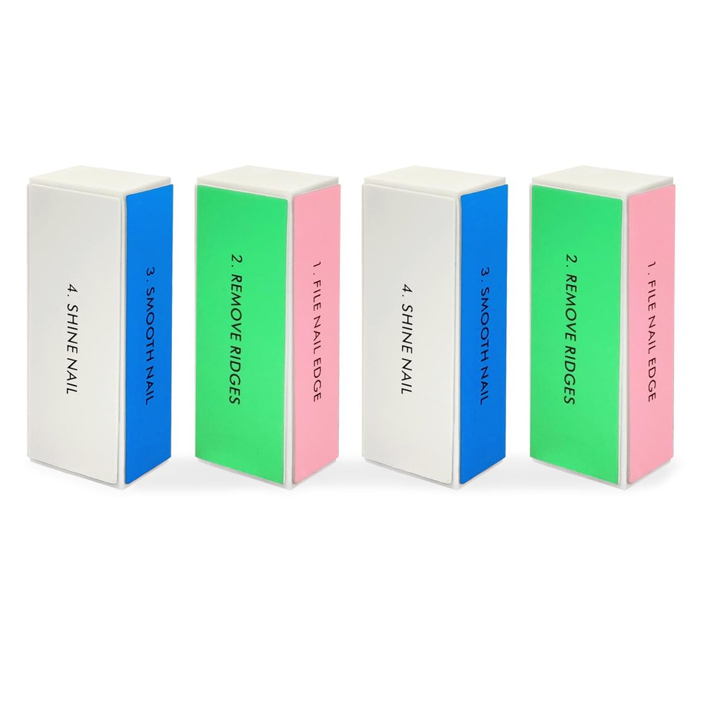4-Piece Large Square Sponge Nail Buffer Block, 4 Way Nail File and Buffer for Smoothing and Polishing, Ideal for Nail Salons and Personal Use