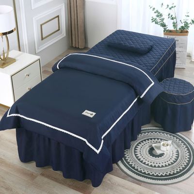 LDLCYCN Blue/a,80 * 190cm(S), 4 Piece Massage Bed Skirt Beauty Salon Bed Cover Quilted Massage Table Skirt SPA Couch Cover with Face Hole All-Round Wrap for Beauty Square Head Round Head Washable