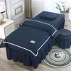 LDLCYCN Blue/a,80 * 190cm(S), 4 Piece Massage Bed Skirt Beauty Salon Bed Cover Quilted Massage Table Skirt SPA Couch Cover with Face Hole All-Round Wrap for Beauty Square Head Round Head Washable view 1