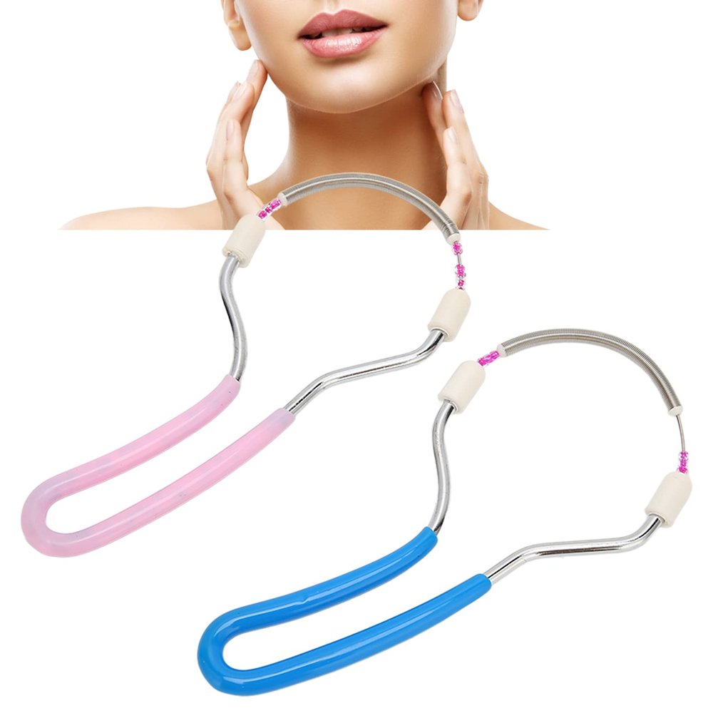 GBSCLOVER Spring Facial Hair Remover 2Pcs, Ergonomic Stainless Steel Threading Hair Removal, Portable Hair Removal Device, Easy to Store and Carry, for Home and Travel Use