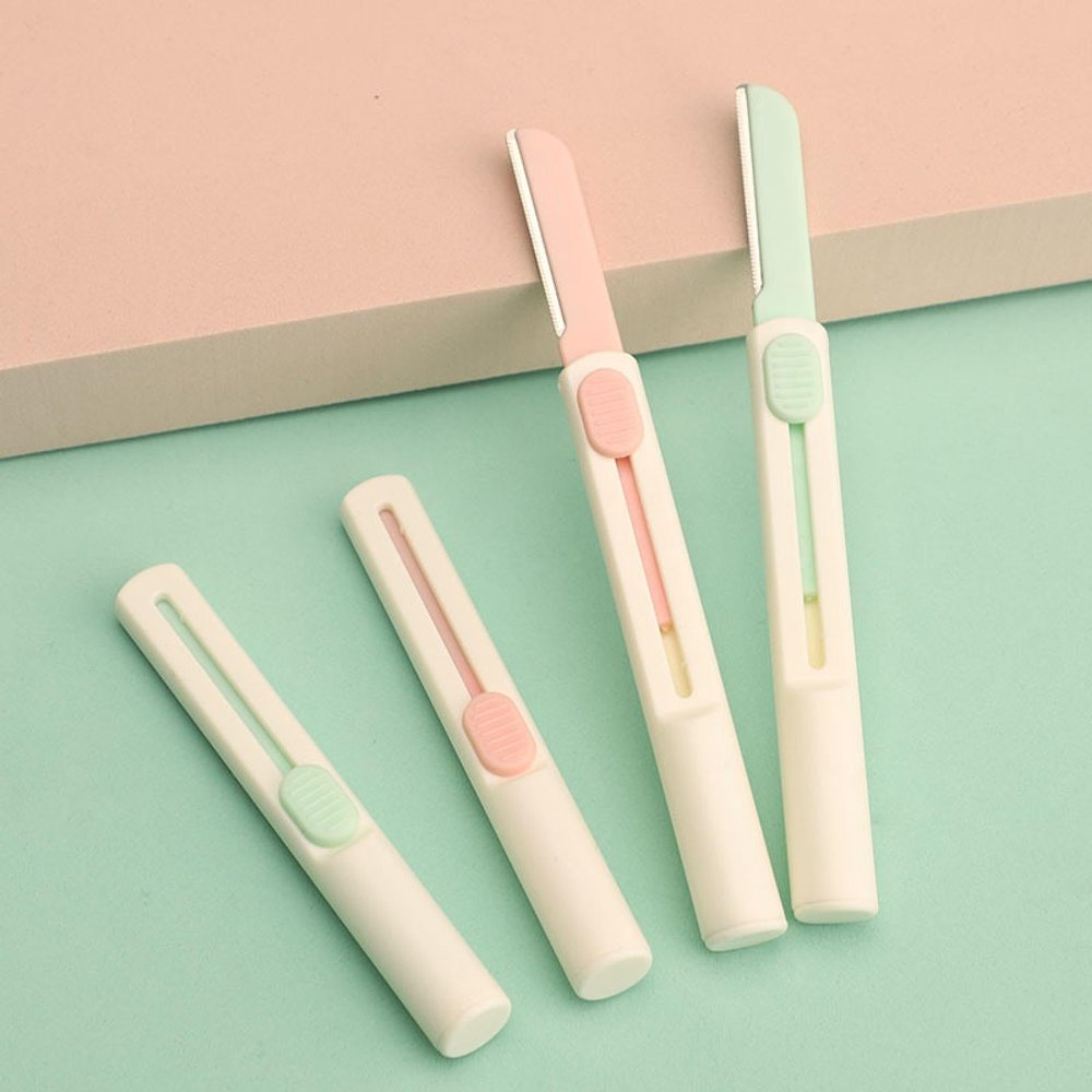CHUGUIHAU Eyebrow Trimmer Portable Telescopic Eyebrow Trimmer Stainless Steel Eyebrow Shaver Beauty Tool