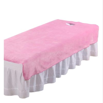 88JUNYh Professional Lash Bed Cover Velvet Beauty Salon Bed Sheets SPA Massage Bed Table Cover Solid Thickened Bedspread Soft Salon Sheets with/no Hole(Pink,120x200cm with Hole)
