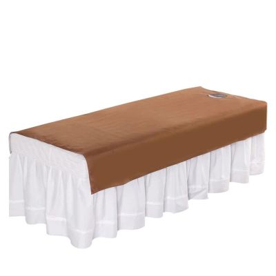 88JUNYh Professional Lash Bed Cover Filmed Bed Sheet for Beauty Salon SPA Waterproof Oilproof Massage Bedspread Bed Table Cover Sheets with/no Hole(Brown,115x190cm with Hole)