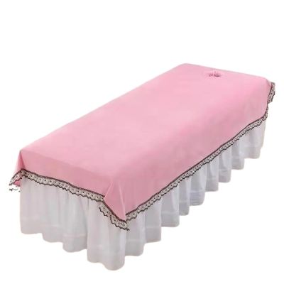 88JUNYh Professional Lash Bed Cover Velvet Massage Table Bed Sheet SPA Bedspread for Beauty Salon Thick Warm Bed Sheets Bed Cover(Lace Pink,120x200 no Hole)