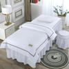LDLCYCN White,70 * 190cm(R), 4 Piece Massage Bed Skirt Beauty Salon Bed Cover Quilted Massage Table Skirt SPA Couch Cover with Face Hole All-Round Wrap for Beauty Square Head Round Head Washable view 1