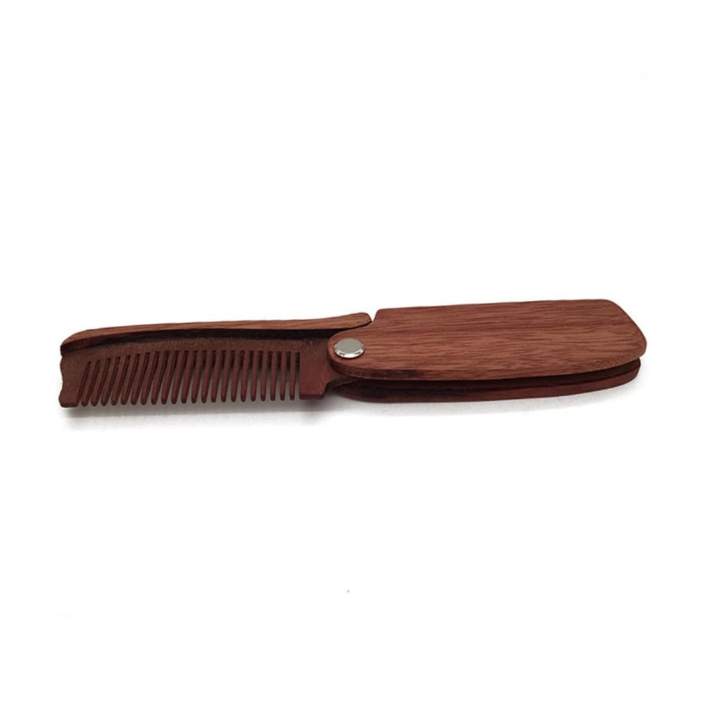 SHERCHPRY Wooden Folding Comb Set Natural Color Travel-Friendly Anti-Static Grooming Tool for Men Portable Hair Care Essential