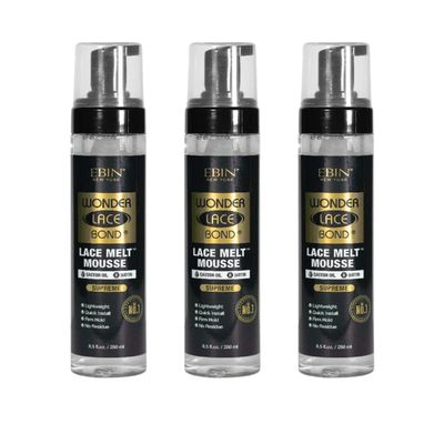 EBIN NEW YORK Wonder Lace Bond Melt Mousse 8.5oz/250ml- Extreme Firm Hold (Supreme) | Biotin + Castor Oil | 8.33 Ounce (8.33 Ounce (Pack of 3))