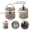 BBORGDC Portable Makeup Bag Round Cylinder, Small Hand Carry Boho Jacquard Toiletry Bag, Purse Organizer for Women Girls, Travel Gift view 2
