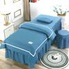 LDLCYCN Blue/d,70 * 185cm(S), 4 Piece Massage Bed Skirt Beauty Salon Bed Cover Quilted Massage Table Skirt SPA Couch Cover with Face Hole All-Round Wrap for Beauty Square Head Round Head Washable view 1