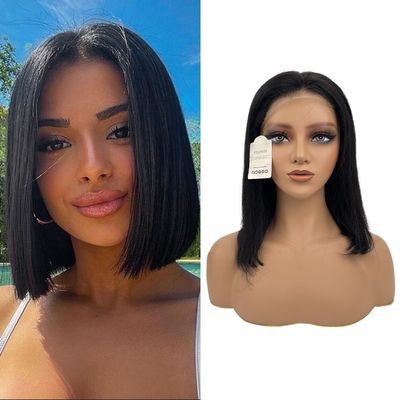 rosmile Bob Wigs with Bangs Black Color Synthetic Heat Resistant Full Wigs with 1 Wig Comb and 4pcs Wig Caps Wigs for Black Women