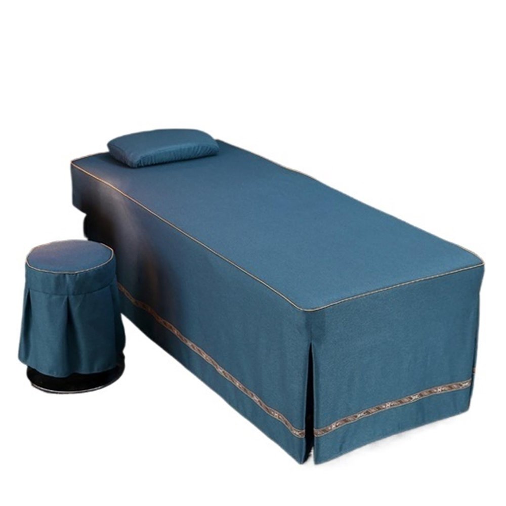 88JUNYh Professional Lash Bed Cover Beauty Salon Massage Table Bed Sheet with Hole Bedskirt Skin-Friendly Massage Sheet SPA Full Cover(Blue-1,Square Head 70x185cm)