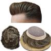 Healthlif Men Toupee Human Hair Durable Fine Monofilament Toupee For Man Natural Hairline Men Hairpiece Breathable Human Hair System Toupee 8X10#440#4 Medium Brown+40% Grey 120% Density view 1