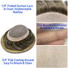 Healthlif Men Toupee Human Hair Durable Fine Monofilament Toupee For Man Natural Hairline Men Hairpiece Breathable Human Hair System Toupee 8X10#440#4 Medium Brown+40% Grey 120% Density view 3