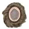 Healthlif Men Toupee Human Hair Durable Fine Monofilament Toupee For Man Natural Hairline Men Hairpiece Breathable Human Hair System Toupee 8X10#440#4 Medium Brown+40% Grey 120% Density view 4