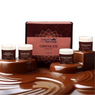 Chocolate Facial Kit For Smooth Skin & Glowing | Ideal For Men & Women | With Cocoa bean, Dates, Lotus | For All Skin Types | 65gm