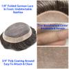 Healthlif Men Toupee Human Hair Durable Fine Monofilament Toupee For Man Natural Hairline Men Hairpiece Breathable Human Hair System Toupee 6X9#320#3 Dark Brown+20% Grey 120% Density view 3