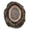 Healthlif Men Toupee Human Hair Durable Fine Monofilament Toupee For Man Natural Hairline Men Hairpiece Breathable Human Hair System Toupee 6X9#320#3 Dark Brown+20% Grey 120% Density view 4