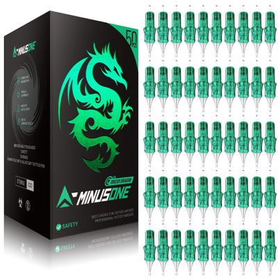 A-minusone 50Pcs 12RL Mixed Size Tattoo Needles #12 Standard 10Pcs each of 3RL, 5RL, 7RL, 9RL, 11RL Round Liner Assorted Disposable Tattoo Cartridge Needle Pro Sterilization & Safety for Tattoo Pen