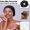 Sleep Cap Bonnet for Sleeping Black Women, Adjustable Cooling Ice Silk Lined Bonnet for Curly Braids Hair Cover Beanie Hat view 4