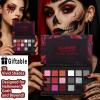 Black Red Goth Smokey Eyeshadow Palette Makeup-18 Colors Gray Silver Pink Burgundy Matte Shimmer Metallic Dark Eye Shadow Pallet for Christmas Halloween Clown Vampire Joker SFX Cosplay Costume Make Up view 2