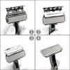 Interchangeable Blade Double Razor All-Metal Shaver For Women And Men With 10 Stainless Steel Single-Edge Blades (grey-black) view 3