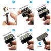 Interchangeable Blade Double Razor All-Metal Shaver For Women And Men With 10 Stainless Steel Single-Edge Blades (grey-black) view 4