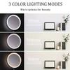 8" Rechargeable Wall-Mounted LED Makeup Mirror, 3 Color Modes, 1X/5X Magnification, Touch Screen, Dimming, USB Charging, 360 Swivel(1X/7X) view 4