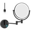 8" Wall Mounted USB Rechargeable Makeup Mirror, 1X/5X Magnification, LED Lighted Touch Screen, 360 Swivel Vanity Mirror, Black view 1