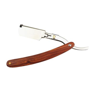 FOYTOKI Wooden Handle Double-Sided Straight Razor for Men Manual Shaving Tool Safe Design for Barber Use Vintage Style
