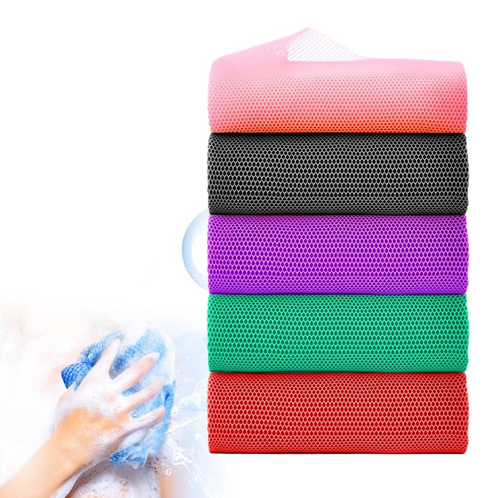 African Exfoliating Net, 2025 New African Long Net Bath Sponge, Durable Exfoliating Shower Body Scrubber Back Scrubber for Deep Cleansing, Lightweight Bath Mesh Towel for Shower (Colorful-B)