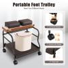 YUMIONB Portable Pedicure Foot Rest Cart, Pedicure Chair for Nail Tech with Storage Shelf & 4 Universal Wheels Footrest Stand Message Table Nail Table for Beauty Parlors, Medical Clinics (Coffee) view 3