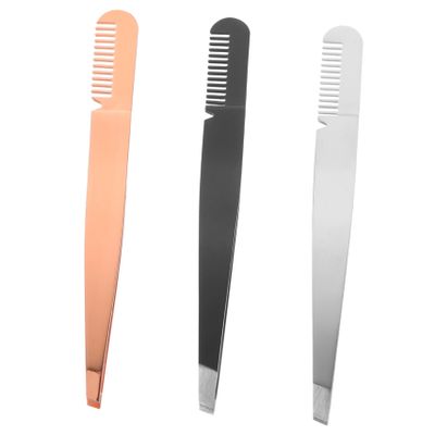 DEARMAMY 3pcs Professional Eyebrow Tweezers Comb Stainless Steel Makeup Tools for Women Easy to Use
