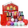 2025 Beauty Advent Calendar for Women, Christmas Countdown Gifts with Bath Bomb Bubble Bath Hand Cream Santa Sock, 24 Day Red Advent Calendar,Spa Christmas Gifts for Daughter Girls view 1