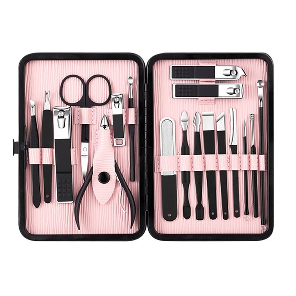 MVUYO 18pcs Nail Clipper Set Stainless Steel Nail Cutter Sharp Pedicure Scissors Manicure Tool Set