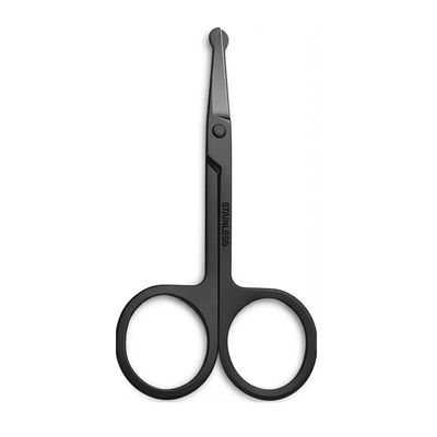 Nose Hair Scissor Stainless Steel Safety Nose Hair Scissors with Rounded Tip, Precision Facial Grooming Trimmer for Nose/Ear/Eyebrow/Moustache, Comfortable Grip, Easy Clean, Black Finish
