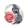 Eiffel Tower Rose Flower Print Elastic And Reusable Hair Bath Caps Double Waterproof Layers Bathing Hat view 2