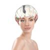 Eiffel Tower Rose Flower Print Elastic And Reusable Hair Bath Caps Double Waterproof Layers Bathing Hat view 3