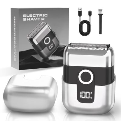 LYRSLF Electric Foil Shavers for Men: Mini Electric Razor, Foil Shaver for Face, IPX7 Waterproof Wet Dry Cordless Razor with 3 Floating Blades, LED Display for Travel & Home, USB Type C