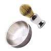 PartyKindom 2Pcs Stainless Steel Wet Shaving Brush and Bowl for Men Ergonomic Shaving Brush with Gentle Bristles Durable Soap Bowl for Daily Use Grooming Kit view 1