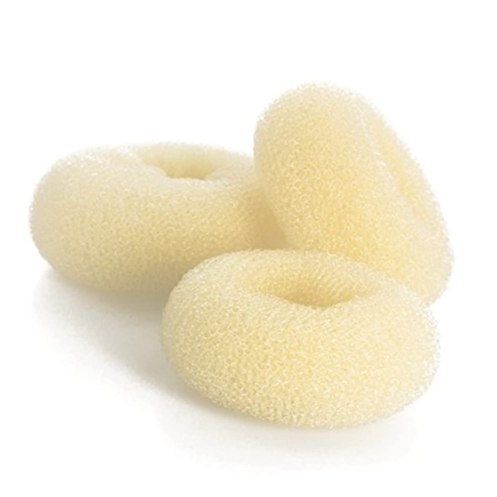 CALLARON 3pcs Hair Donut Bun Maker Set Beige Round Chignon Styler for Women Size Large Easy to Use Hair Styling Accessory for Elegant Updos