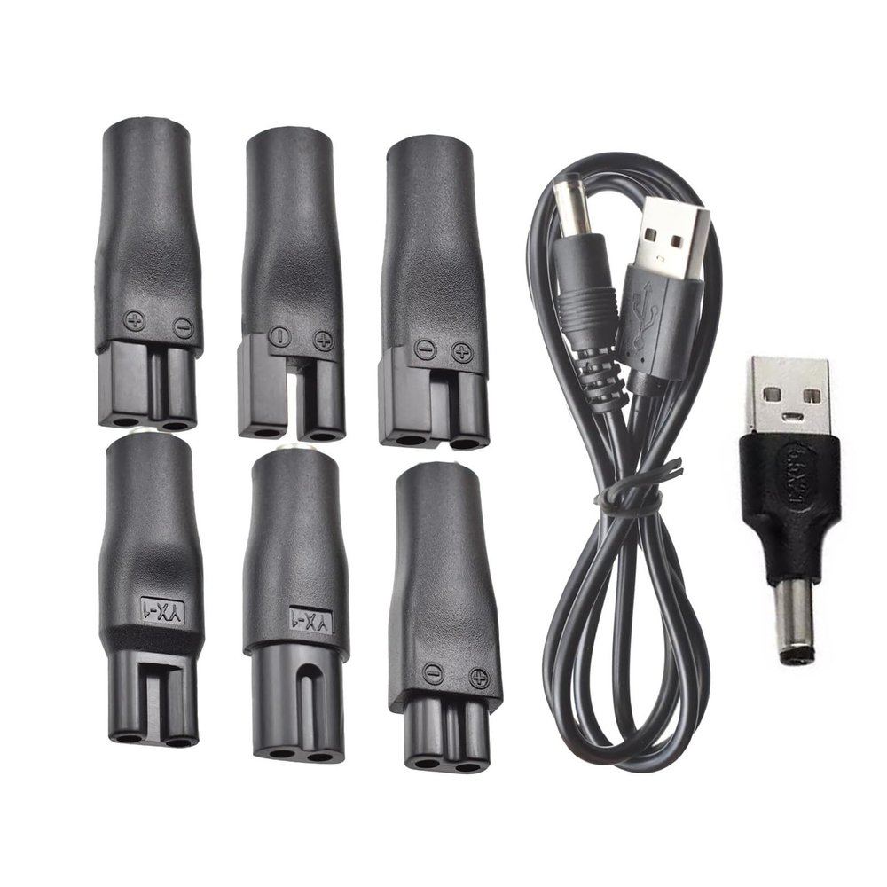 1x Power Cord 5V And 7x USB Charger AdapterCompatible For Norelco Razors & Beard Trimmers And Others 5521 Adapter Charging Line